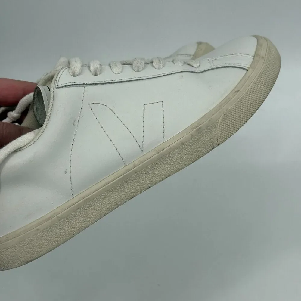 Veja Esplar Leather Suede White Sneakers Casual Preppy Athleisure Women Size 8